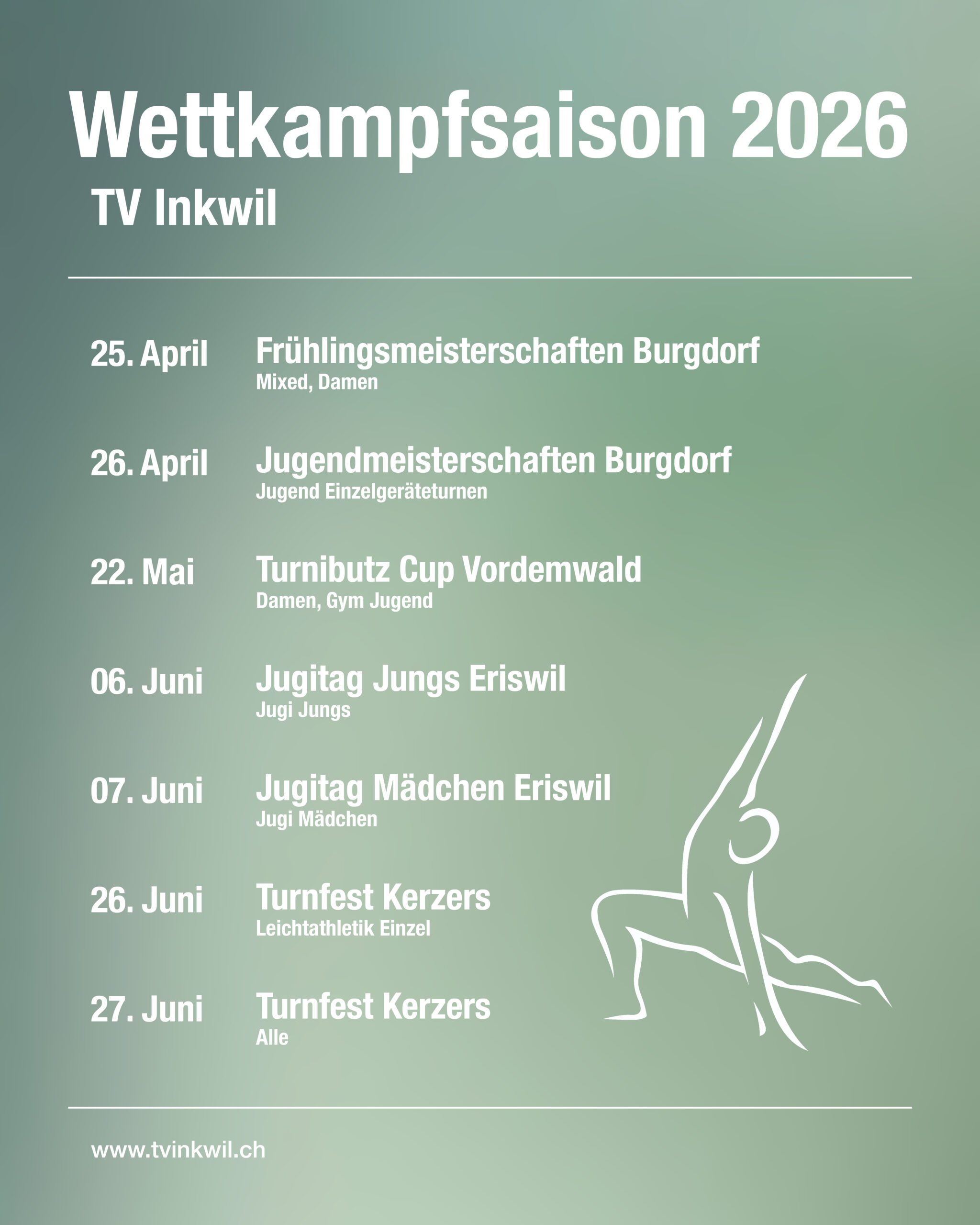 Startzeiten Wettkampfsaison 2026